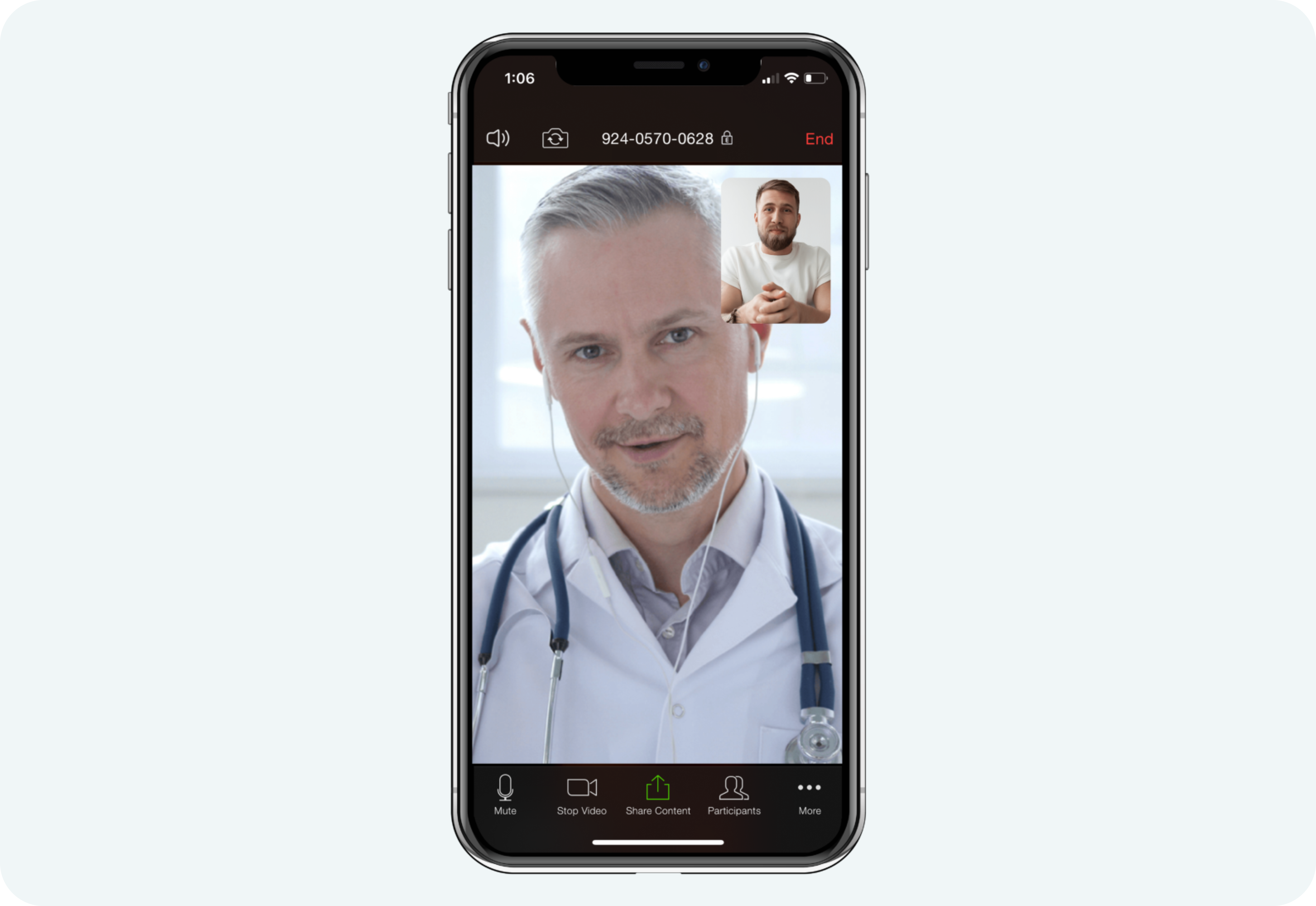 Doctor and patient telehealth visit via Zoom