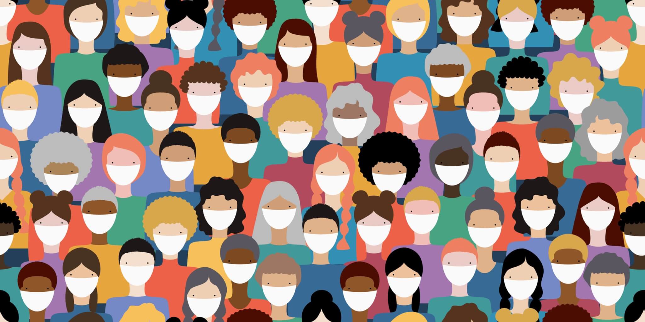 Patients with face masks.
